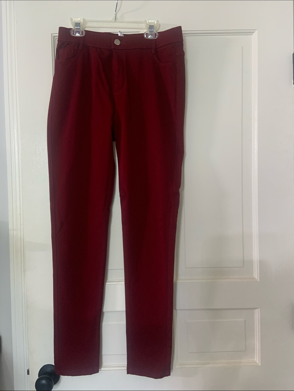 Burgundy Straight-Leg Pants